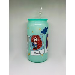 Vaso Verde Princesas Disney con Pitillo de Cristal