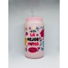 Vaso Rosa La Mejor Mamá con Pitillo de Cristal