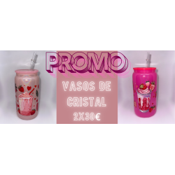 Promoción 2 Vasos de Cristal con Pitillo