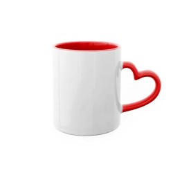 Taza Asa Corazón Roja Porcelana