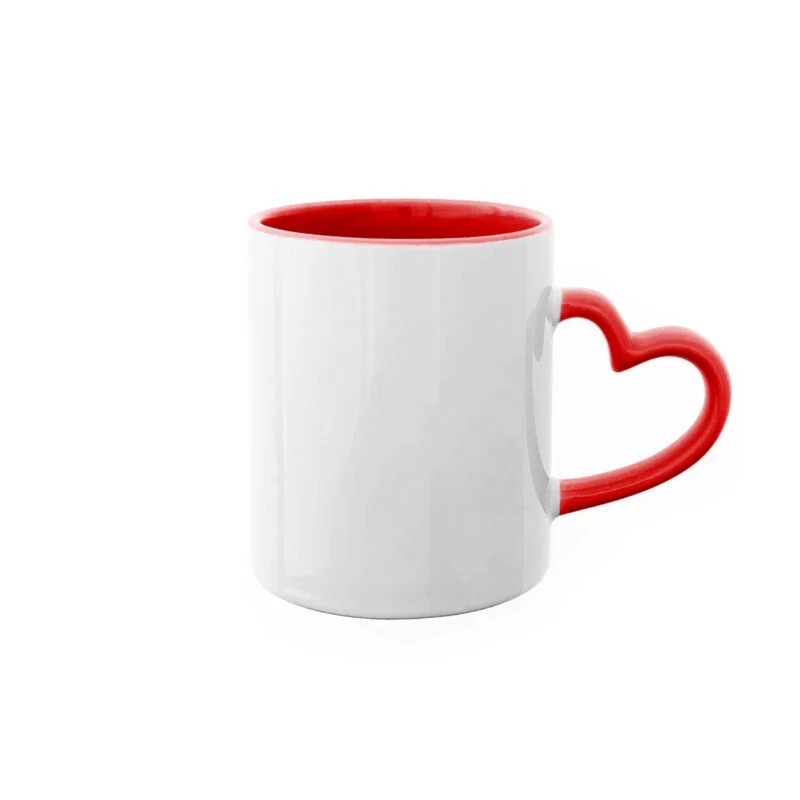 Taza Asa Corazón Roja Porcelana Taza Asa Corazón Roja Porcelana