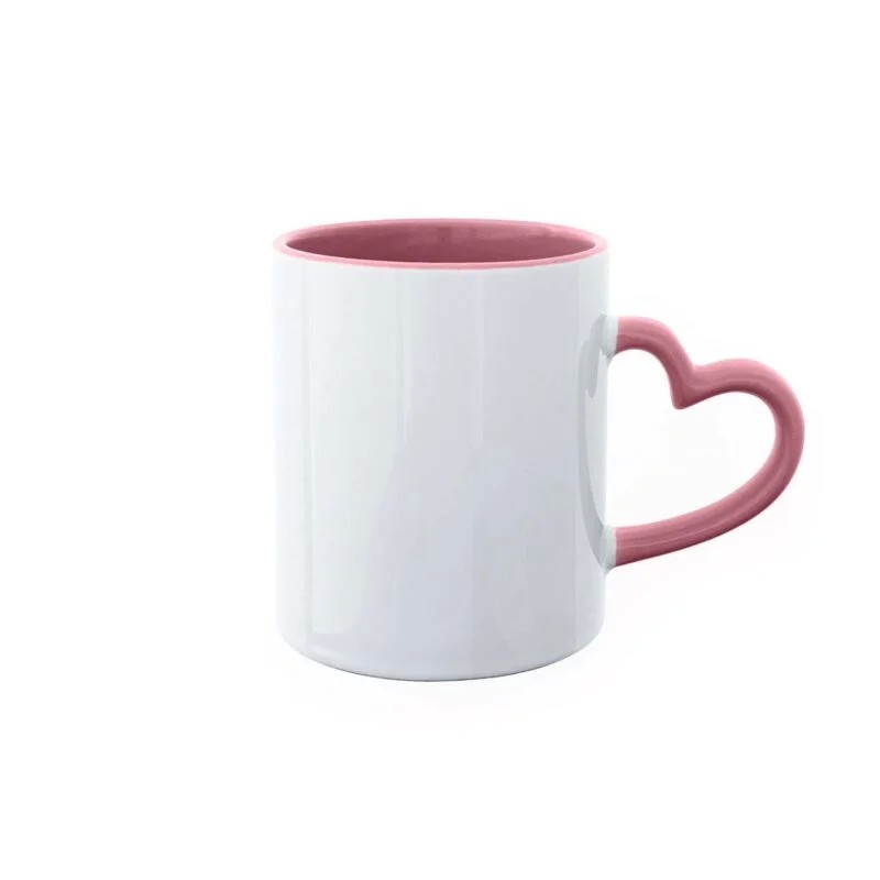 Taza Asa Corazón Rosada Porcelana Taza Asa Corazón Rosada Porcelana