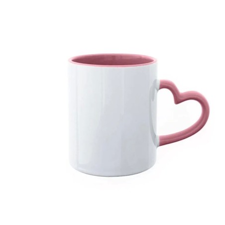 Taza Asa Corazón Rosada Porcelana