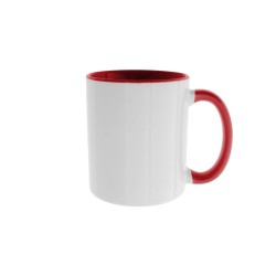 Taza Borde y Asa Roja Porcelana