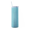 Termo Con Pajita 600ml Purpurina Azul Celeste