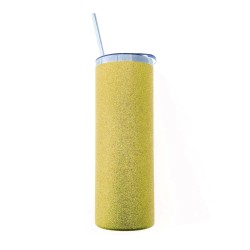 Termo con Pajita 600ml Purpurina Amarillo