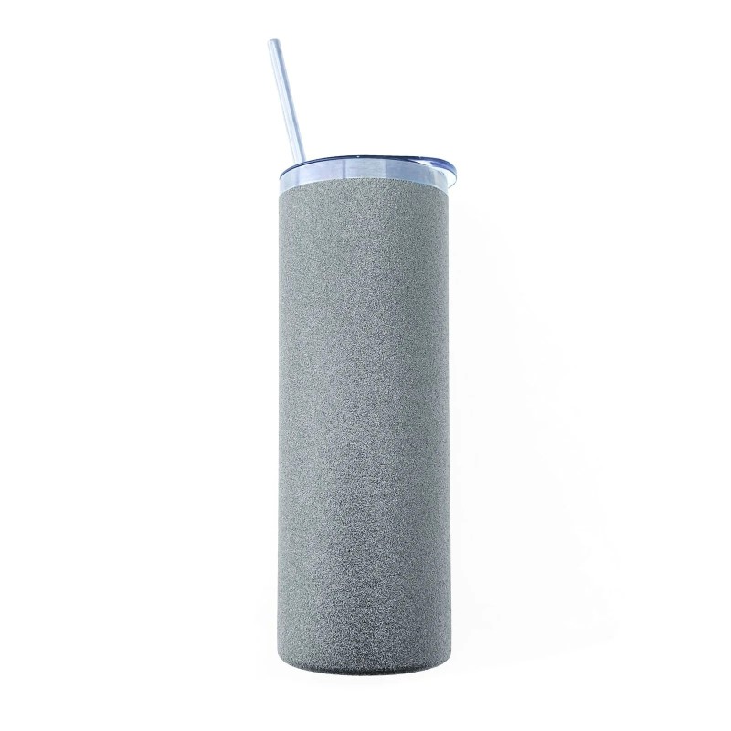 Termo con Pajita 600ml Purpurina Gris Termo con Pajita 600ml Purpurina Gris