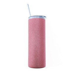 Termo con Pajita 600ml Purpurina Rosa