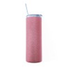 Termo con Pajita 600ml Purpurina Rosa