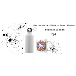 Cantimplora 400ml + Taza Blanca