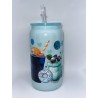 Vaso Azul con Pitillo de Cristal