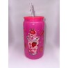 Vaso Fucsia con Pitillo de Cristal