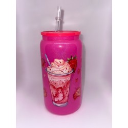 Vaso Fucsia con Pitillo de Cristal