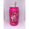 Vaso Fucsia con Pitillo de Cristal