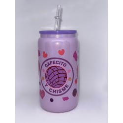 Vaso Morado con Pitillo Cafecito y Chisme de Cristal