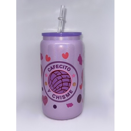 Vaso Morado con Pitillo Cafecito y Chisme de Cristal