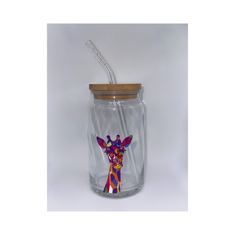 Vaso Transparente Jirafa con Pitillo de Cristal Vaso Transparente Jirafa con Pitillo de Cristal