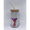 Vaso Transparente Jirafa con Pitillo de Cristal