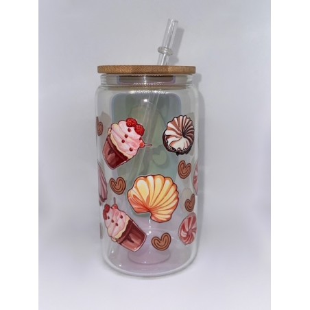 Vaso Transparente con Pitillo de Cristal