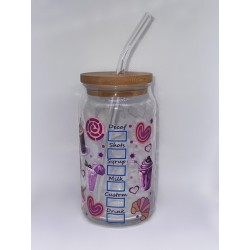 Vaso Transparente Cafecito y Chisme con Pitillo de Cristal