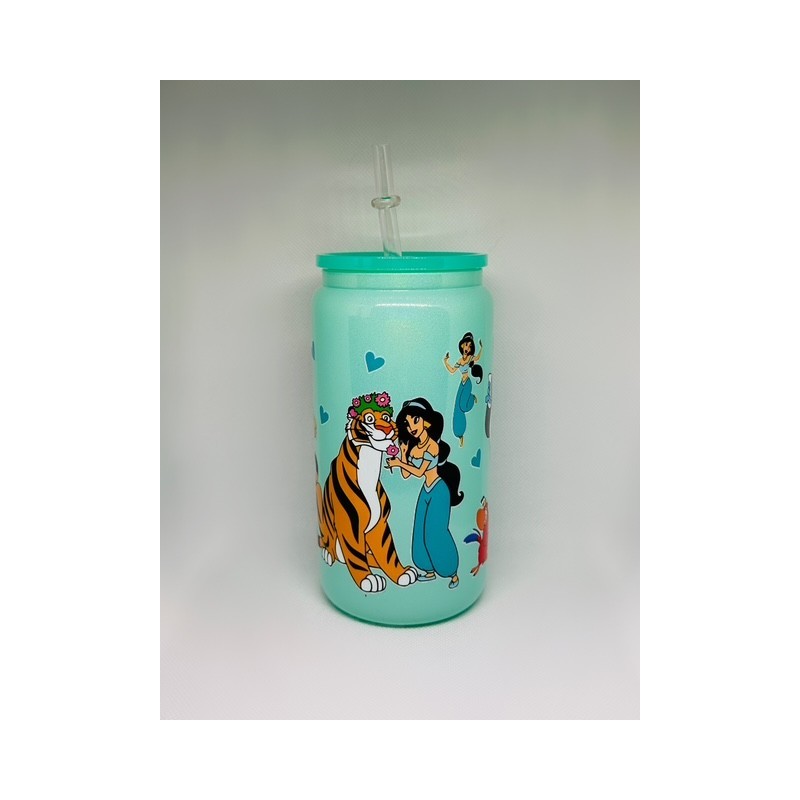 Vaso Verde Aladino con Pitillo de Cristal Vaso Verde Aladino con Pitillo de Cristal