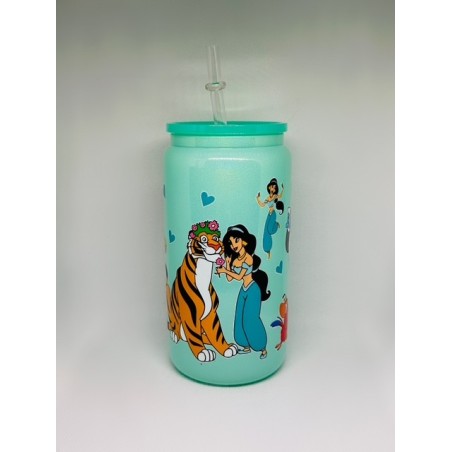 Vaso Verde Aladino con Pitillo de Cristal