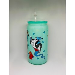Vaso Verde Aladino con Pitillo de Cristal