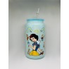 Vaso Celeste Blanca Nieves con Pitillo de Cristal