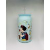 Vaso Celeste Blanca Nieves con Pitillo de Cristal