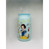 Vaso Celeste Blanca Nieves con Pitillo de Cristal