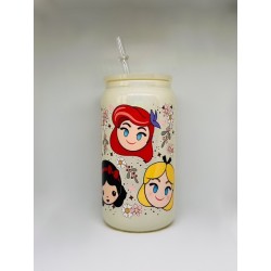 Vaso Amarillo Mini Princesas con Pitillo de Cristal