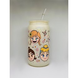 Vaso Amarillo Mini Princesas con Pitillo de Cristal