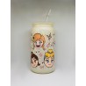 Vaso Amarillo Mini Princesas con Pitillo de Cristal