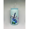 Vaso Celeste Lilo & Stitch con Pitillo de Cristal