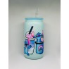 Vaso Celeste Lilo & Stitch con Pitillo de Cristal